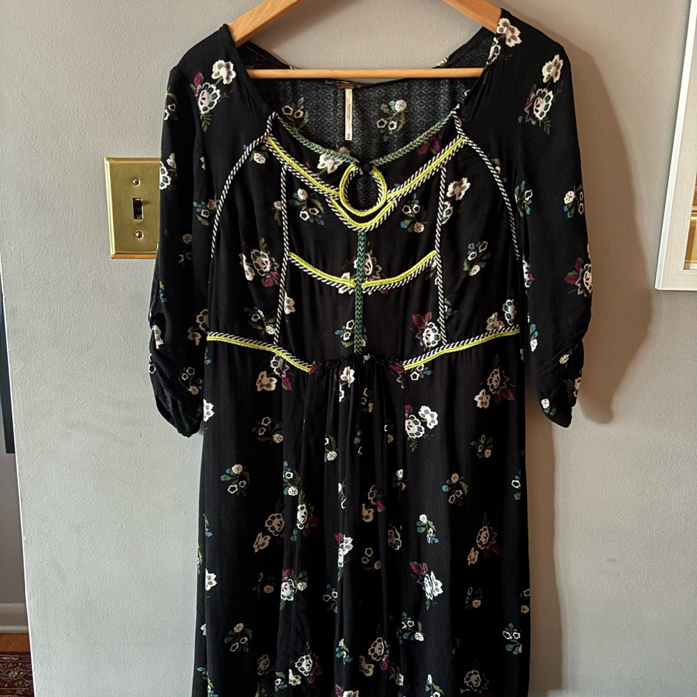 Free People black flowered babydoll type dress